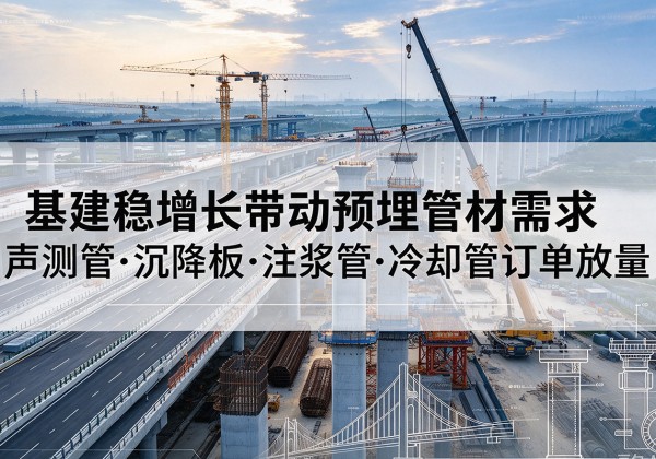 高邮基建稳增长带动预埋监测管材需求，声测管、沉降板、注浆管订单持续放量